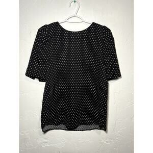 LOFT black polka dot blouse womens XS coquette witchy whimisigoth fairy grunge